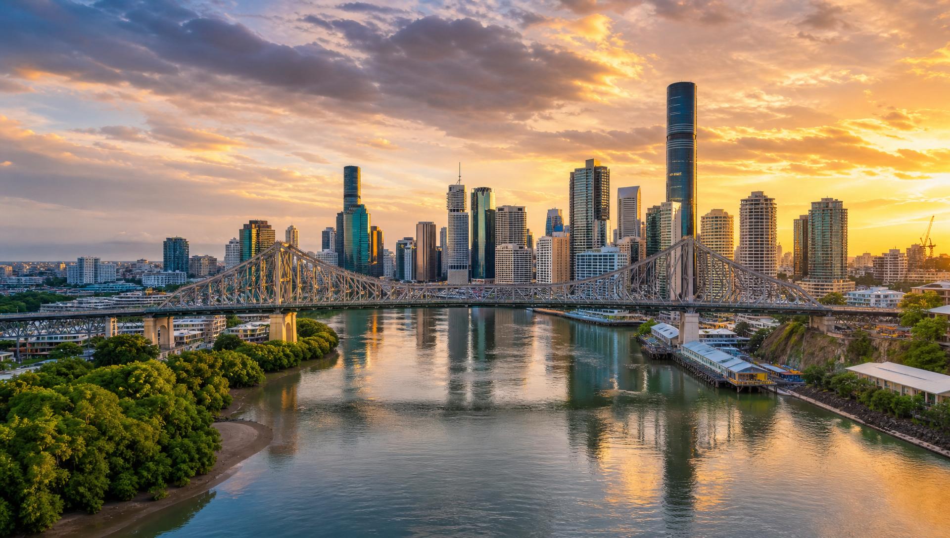 Brisbane city skyline along the river