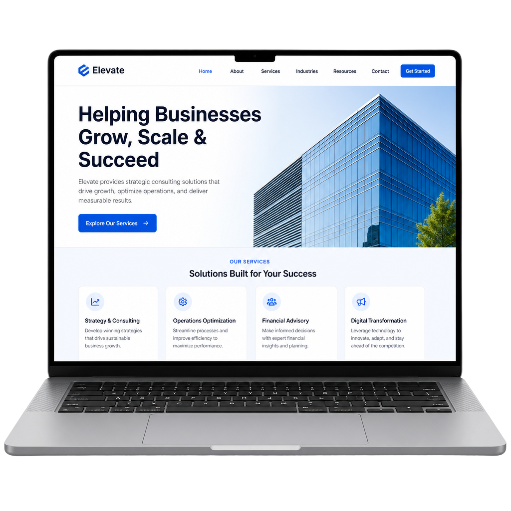 Website design mockup on laptop